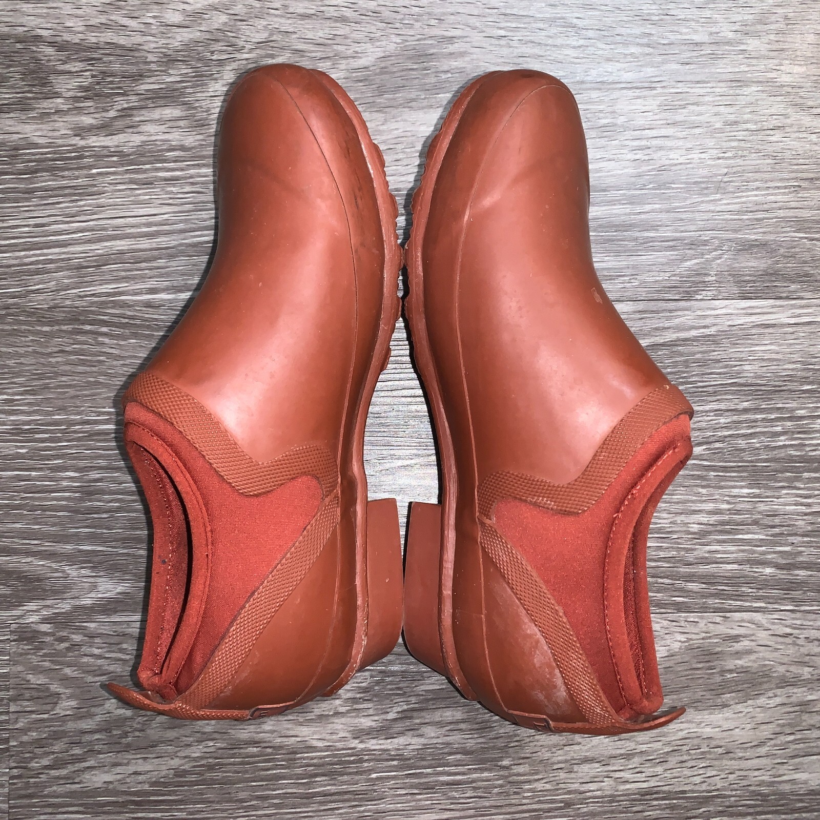 Womens L.L. Bean Red Nylon Rubber Wellies Shoes Boots Sz. 8