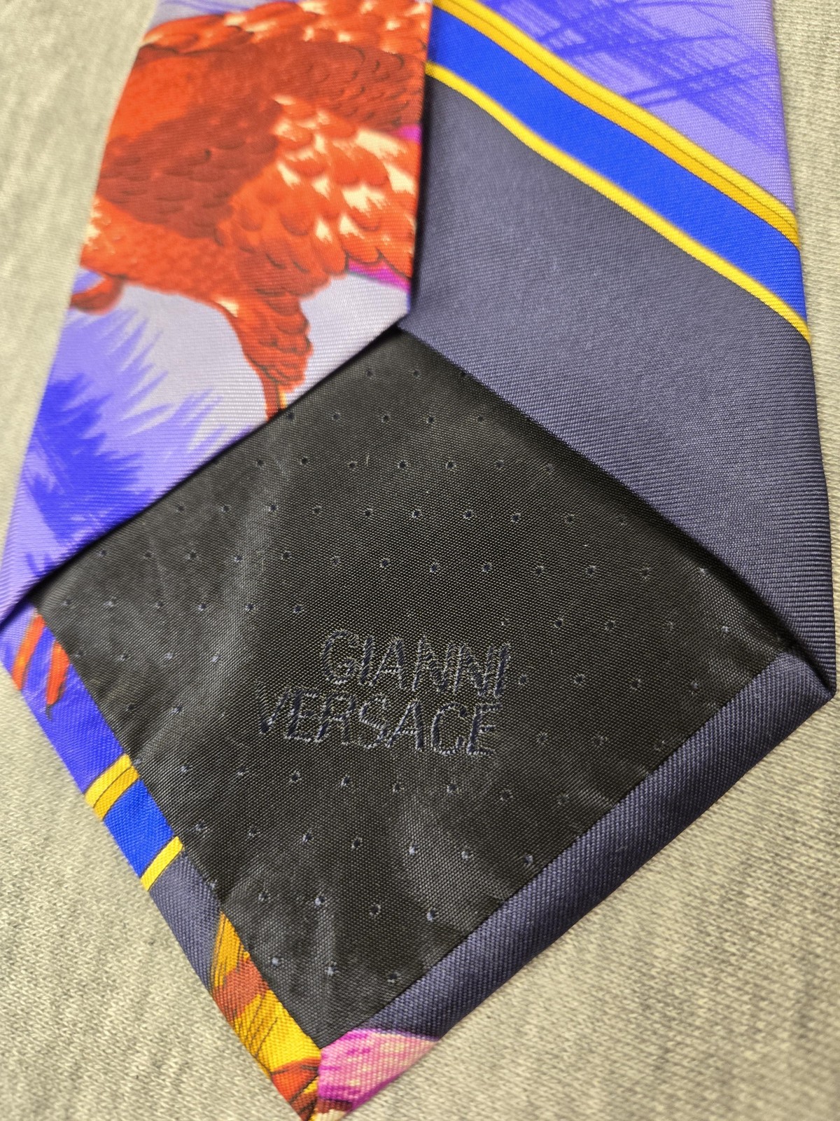 Gianni Versace Tie Mens One Size Multicolor Silk Bird Baroque Print Designer