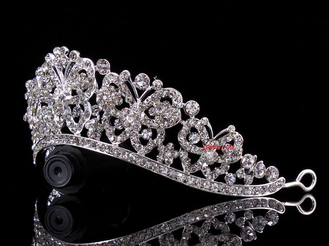 4cm Tall Crystal Butterfly Wedding Bridal Princess Queen Prom Tiara For Women