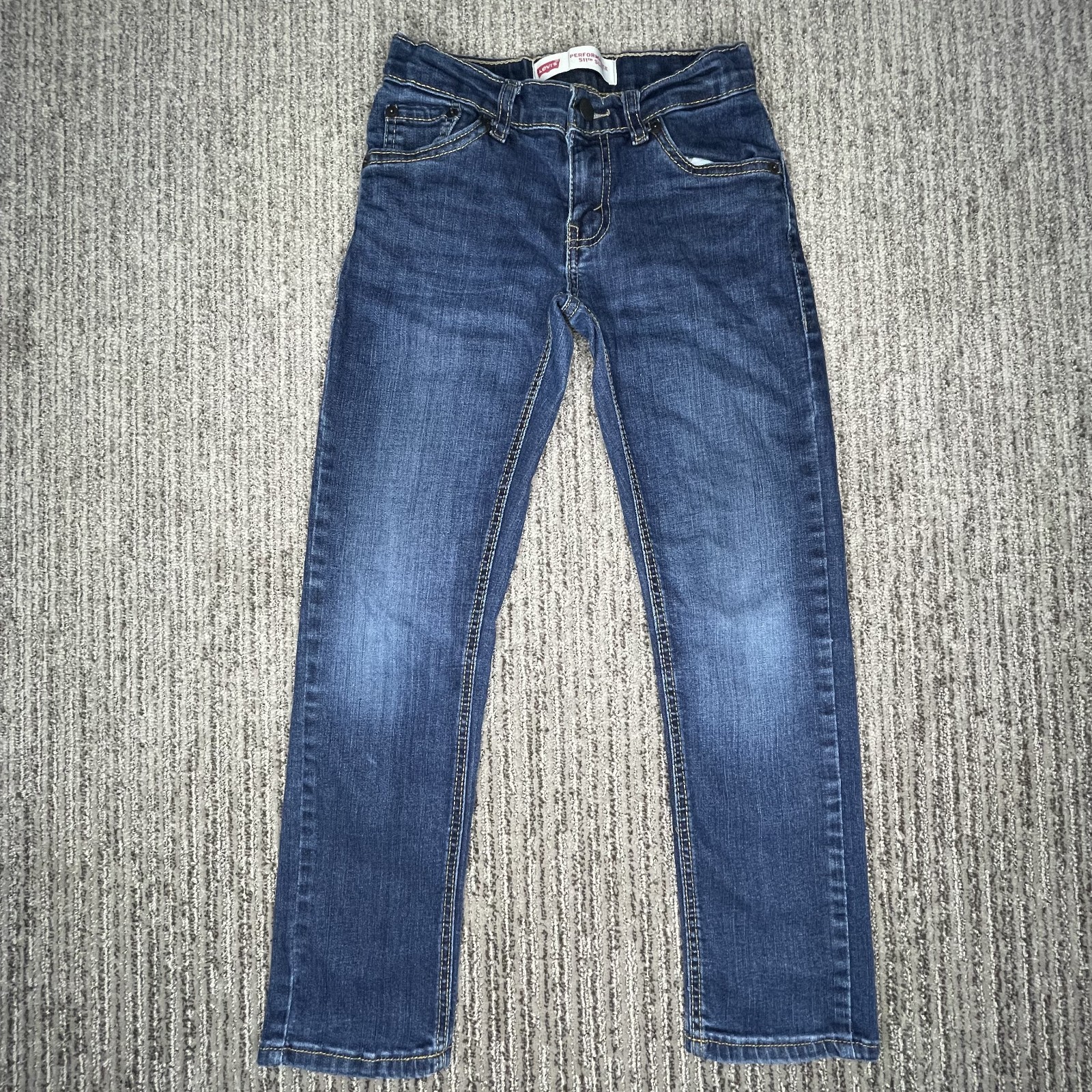 Levis Size 8 Reg w24xL22 Boys Jeans 511 Performance Slim Mid Rise Blue Denim