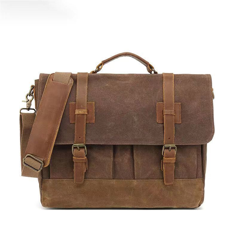 Vintage Shoulder Strap with Genuine Leather Pad Metal Hooks for Duffle Laptop