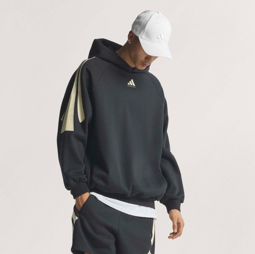 Adidas Basketball 3-Stripes Fleece Hoodie (Gender Neutral) Black JZ7914