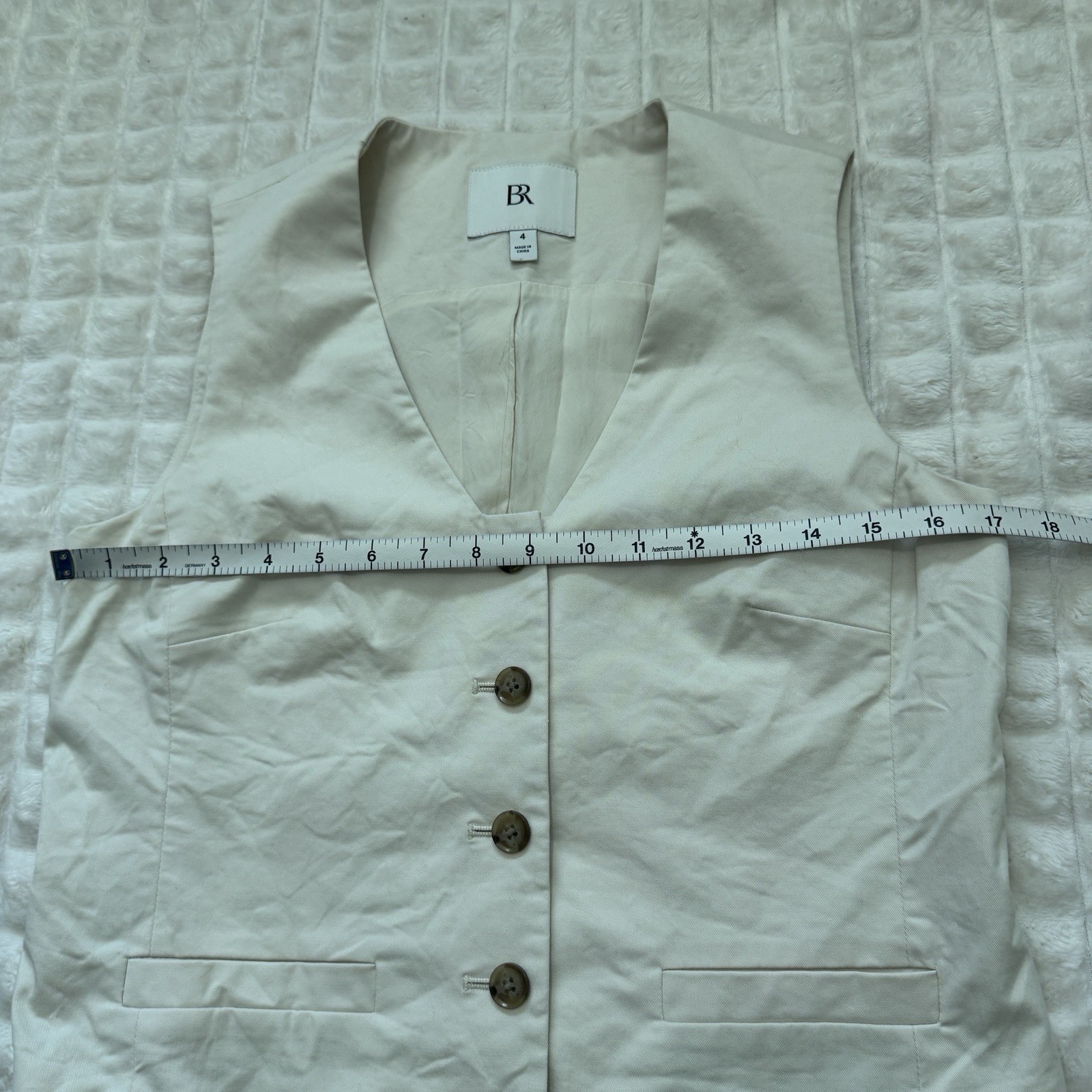 BANANA REPUBLIC Women’s 4 Cream Linen Blend Button-Up Sleeveless Vest Preppy 90s