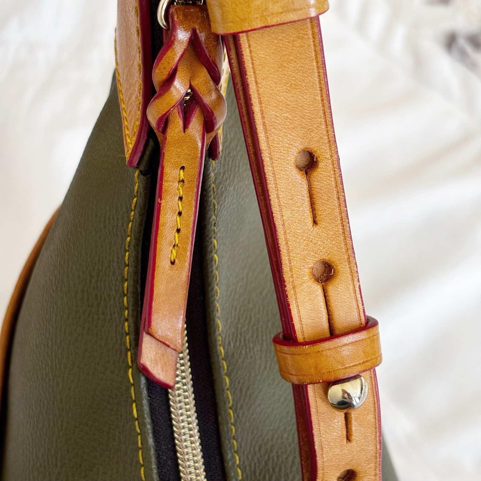 Dooney and Bourke Olive Green Pebble Grain Rebecca Hobo Bag 13.5″ X 9″