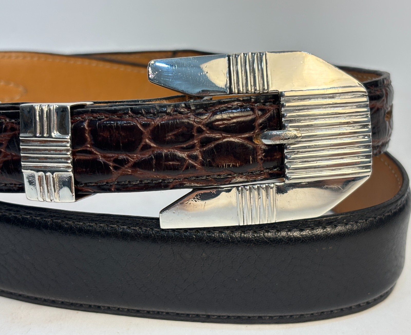 Southwestern Sterling Silver .925 Ranger Belt Buckle 34 Fred Coen Belt