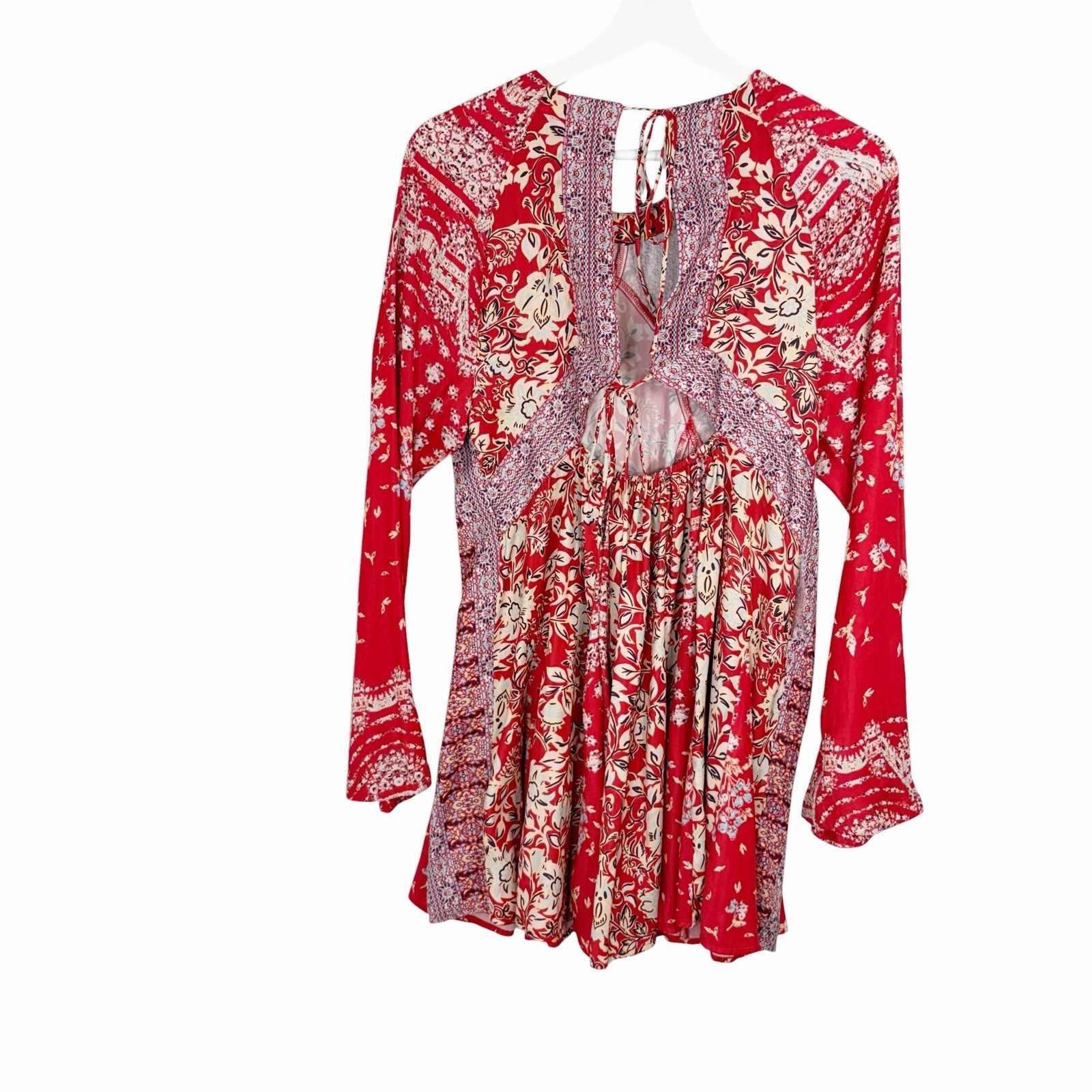 Free People Stevie Printed Tunic Mini Dress Red ob1252142