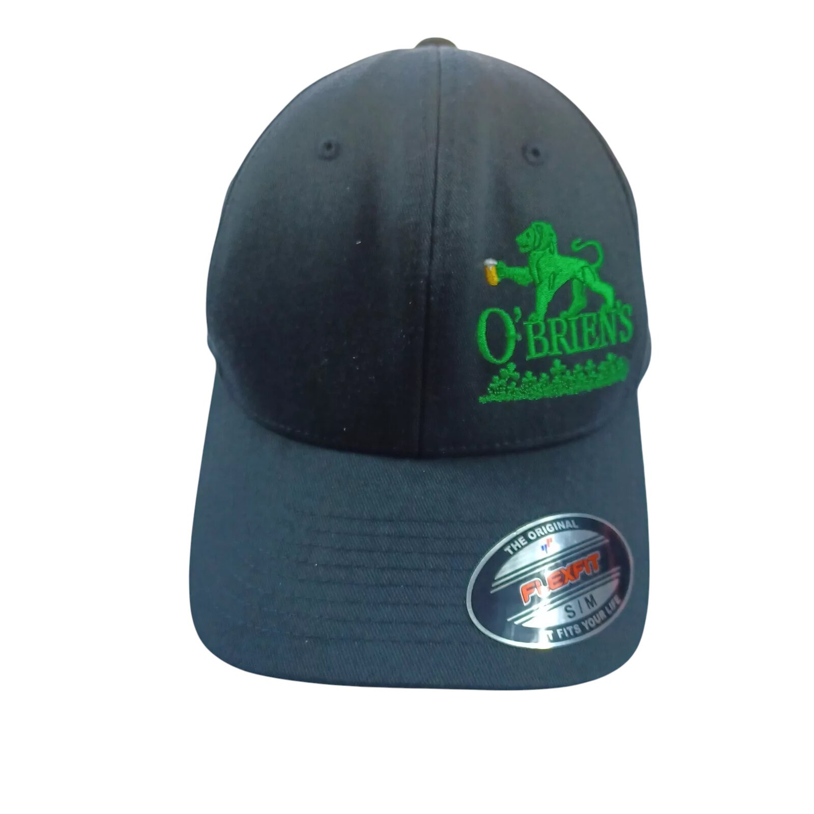 FlexFit Short billed cap S/M (6 3/4-7 1/4) Elastic back Black/Grey/Green