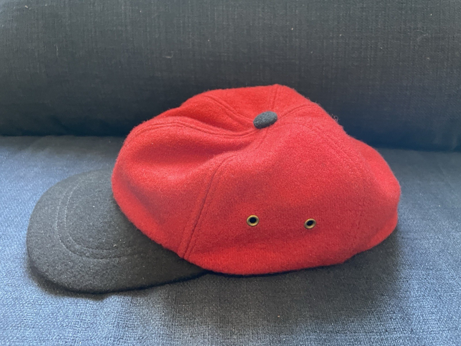 Vintage Red Wool Baseball Hat 7 1/2-7 5/8 Made In The USA