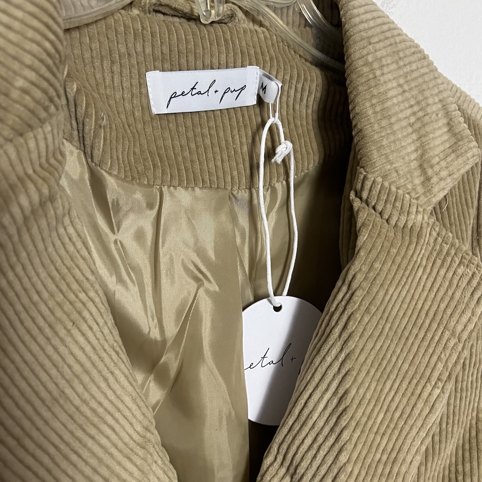 NWT Petal & Pup Tan Corduroy Blazer Jacket Double Breasted Size Medium