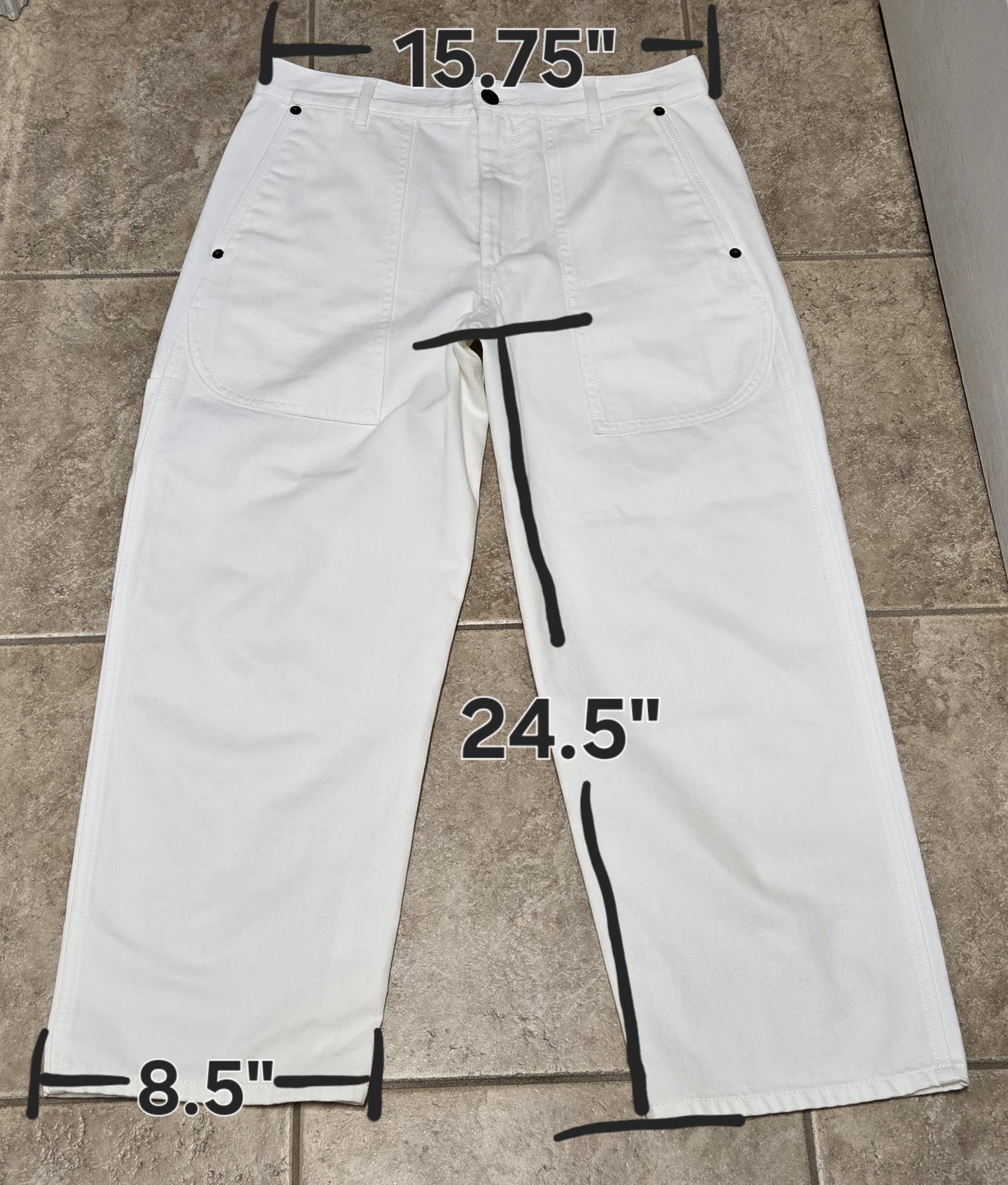 The Row Hester Wide Leg Cropped Jeans, Size 4, White