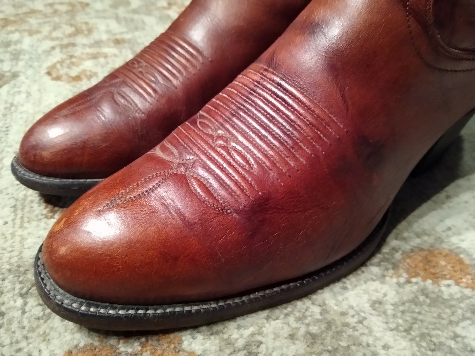 TONY LAMA BROWN MARBLED LEATHER ROUND TOE COWBOY WORK BOOTS #C8223 MEN’S 8E