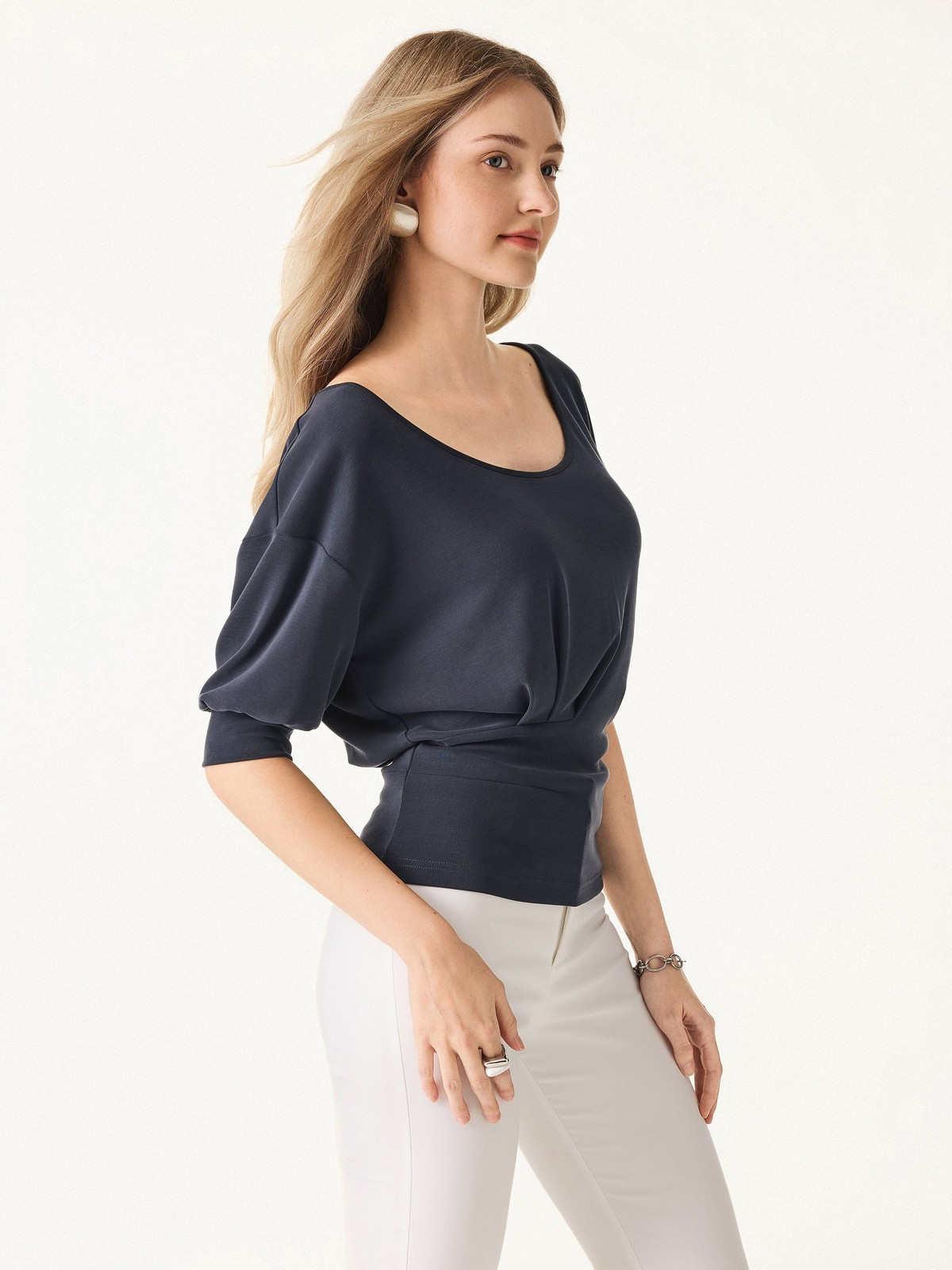OGL Scoop Neck Short Sleeve Tucked Tee