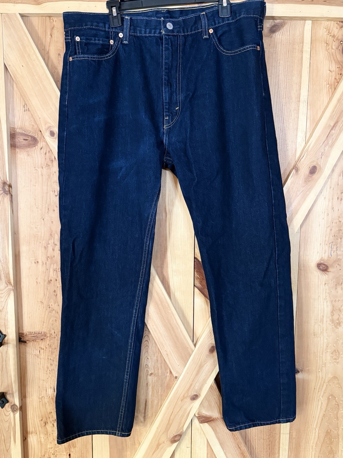 LEVI’S 505 Regular Fit Straight Leg Jeans Men 40×32 Dark Wash Cotton Denim
