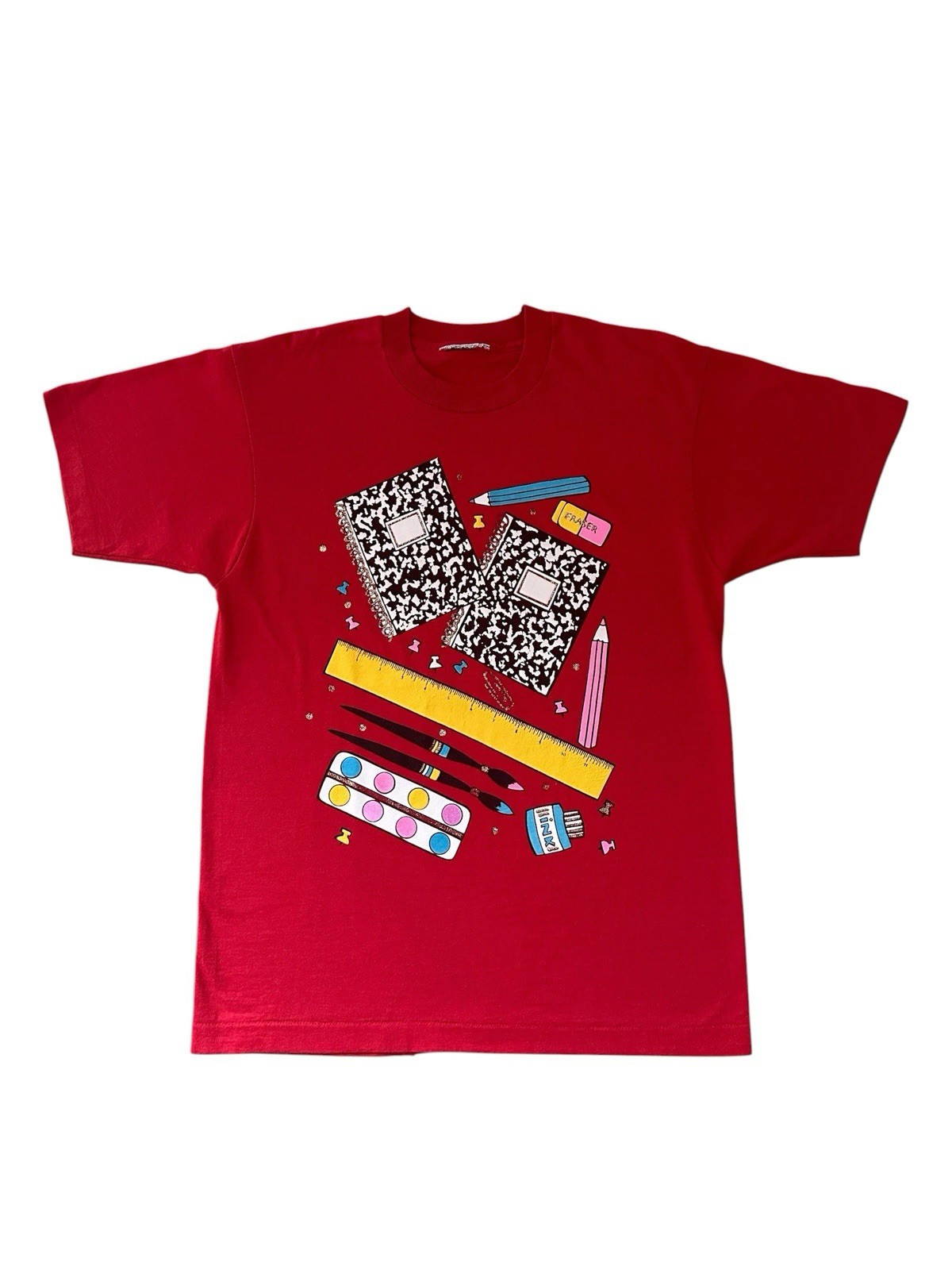 Vintage School T Shirt Men’s Medium Red Homework Art Class 90’s