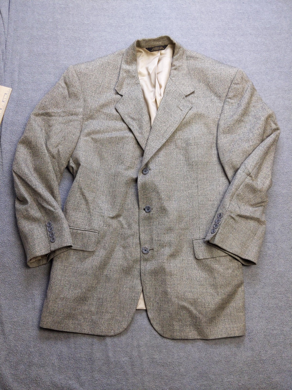 Corporate Image Blazer Mens 44R Gray Herringbone Wool Sport Coat Jacket USA