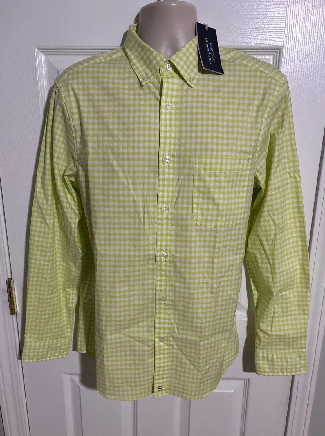 Vineyard Vines On-The-Go Brrr Gingham Check Performance Button-Down Shirt Mens M
