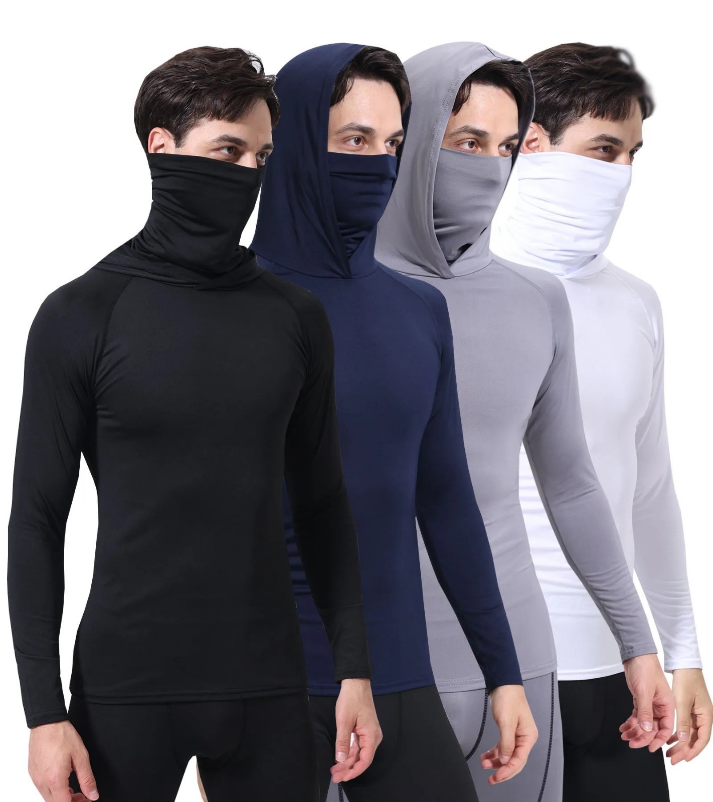 Performance Hoodie Long Sleeve T-Shirts, UPF 50+ Sun Protection Hooded Unisex