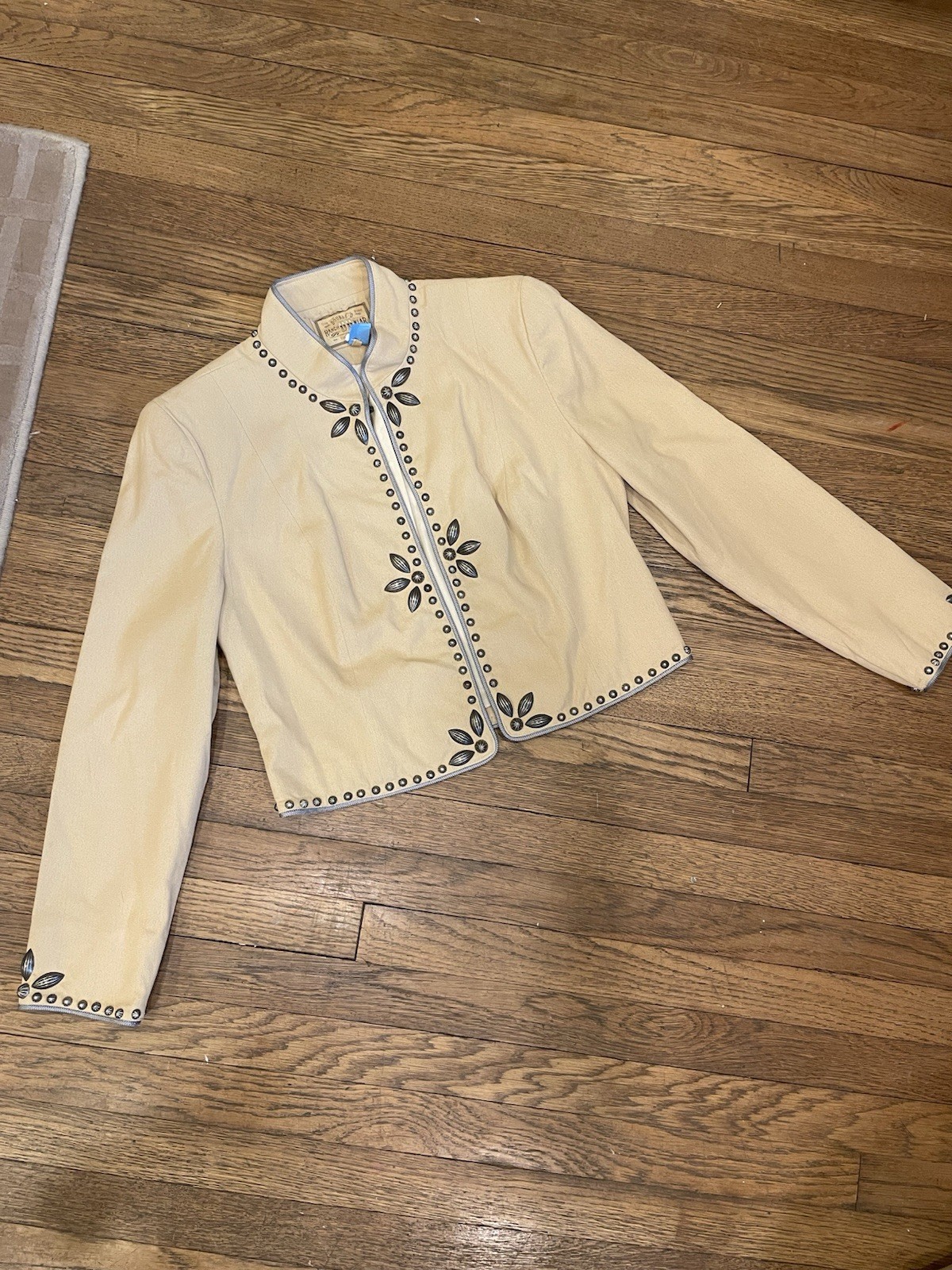 Double D Ranch Gold Tan Studded Blazer Jacket Brown Detailing cropped western M