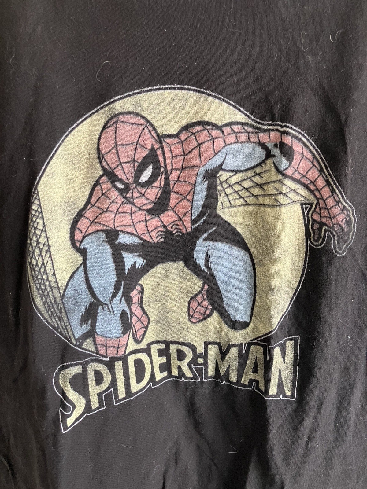 Womens Black Spider-Man Marvel Logo Graphic Crew Neck T-Shirt Short Sleeve M