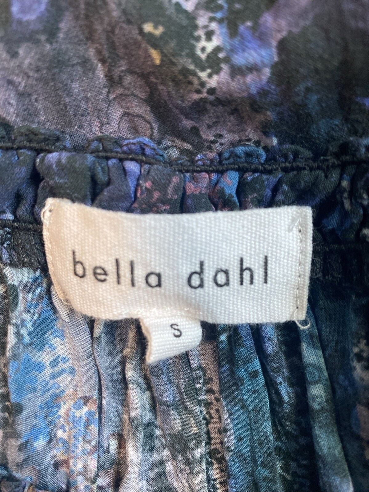 Bella Dahl Women’s Size Small Blue Abstract Print Long Sleeve Pullover Blouse