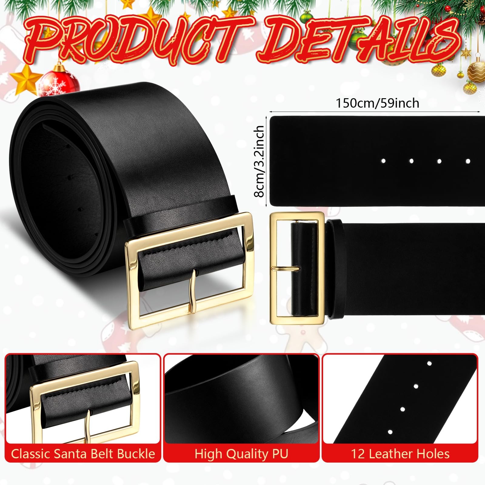 Silkfly Christmas Santa approx. 59.06 x 3.15 inches/ 150 x 8 cm, Black, Gold