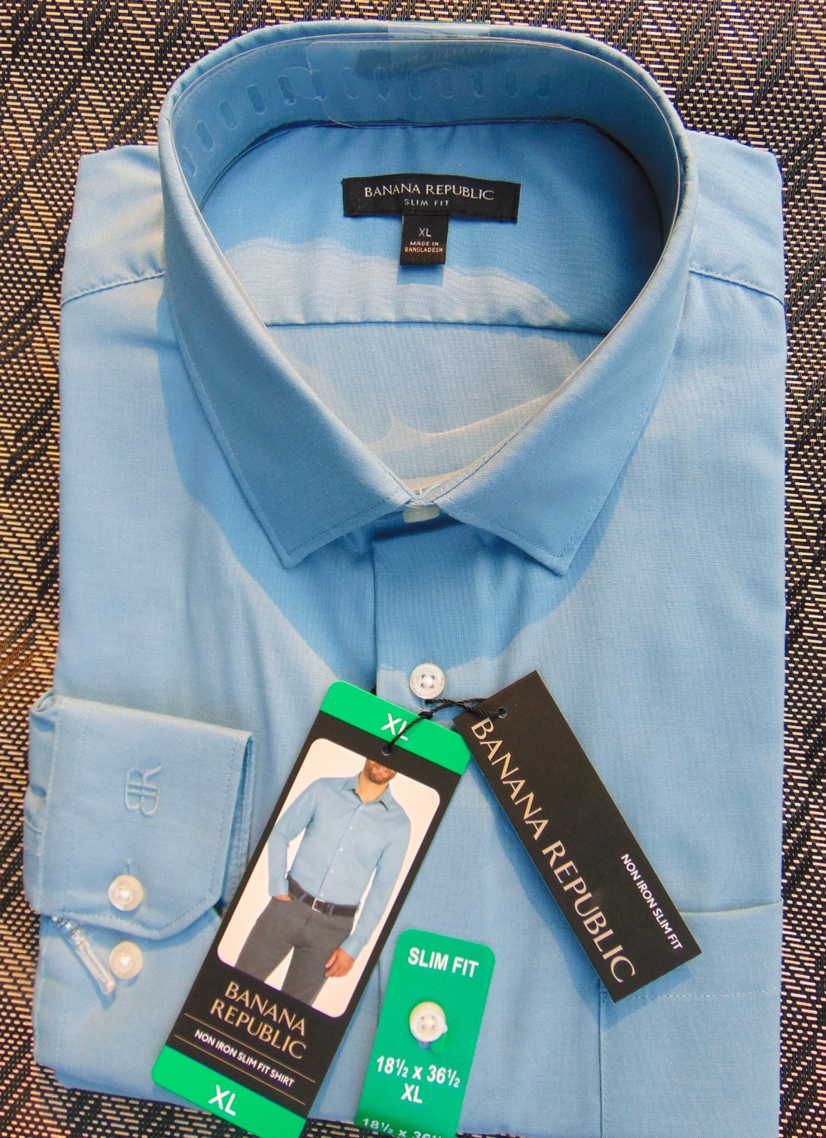XL MEN’S BANANA REPUBLIC ~ BLUE~ NON IRON SLIM FIT~LONG SLEEVE SHIRT ~ BRAND NEW