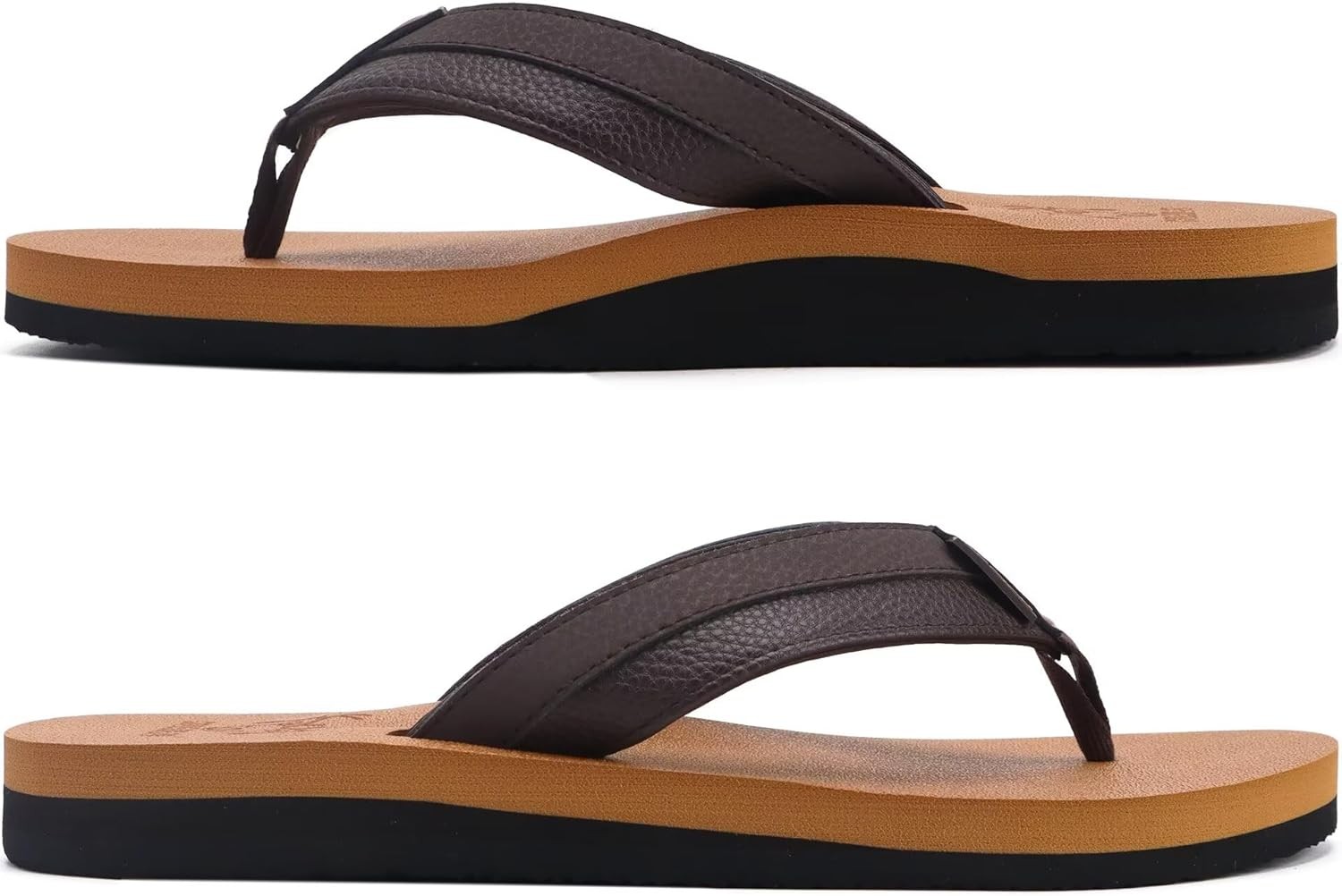 Comfortable Men’s Leather Flip Flops with Arch Support Size 11