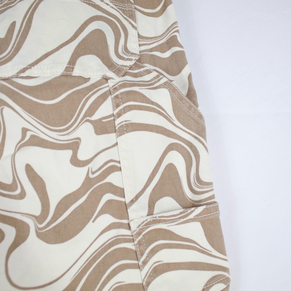Hollister Funky Brown & White Design High-Rise Utility Dad Pants Womens Size 11