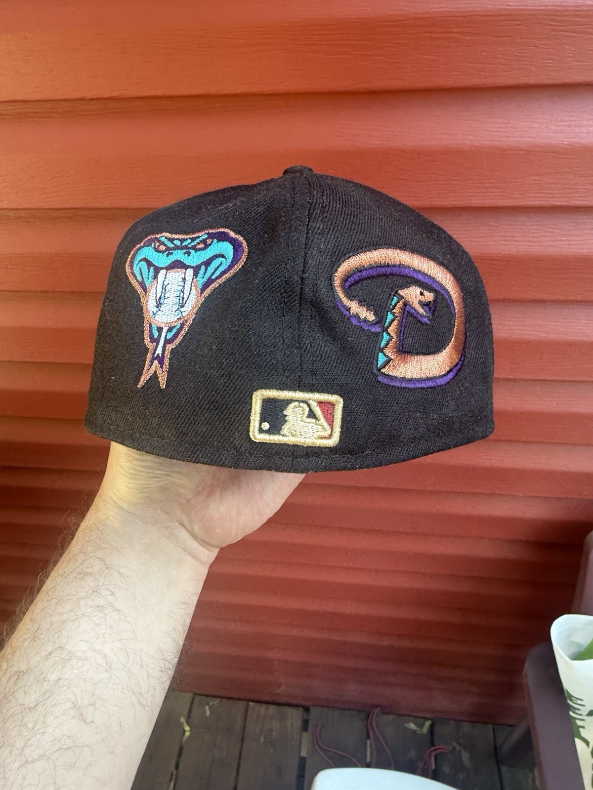 VTG New Era Arizona Diamondbacks 2001 WS Patch MLB Fitted Hat 59 Fifty Sz 7 3/8