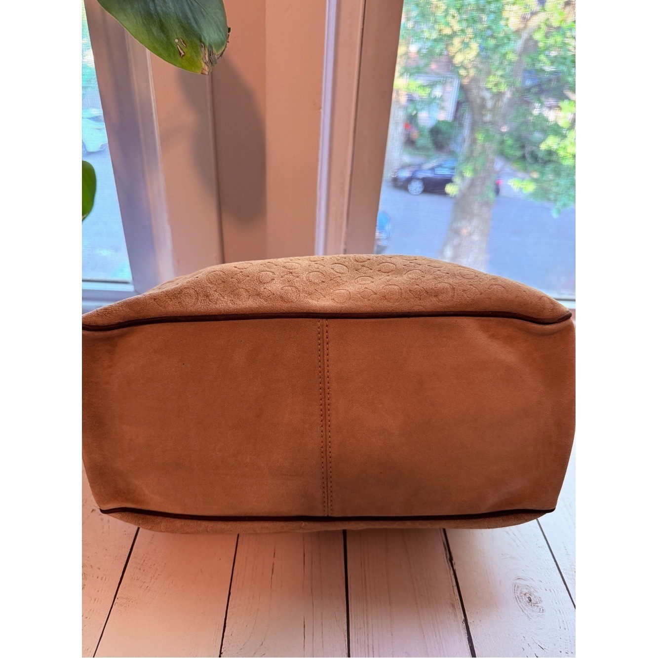 Celine | Vintage Boogie Bag in Tan C Macadam Embossed Suede