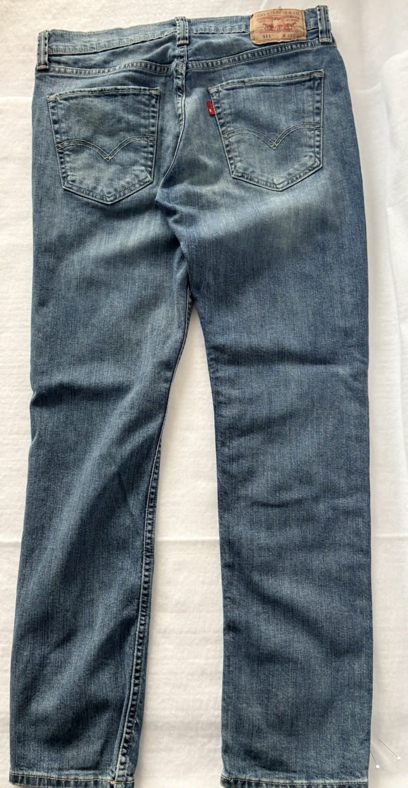 Levi’s Men’s 511 Blue Denim Straight Leg Low Rise Jeans Size 33×32, Red Tab