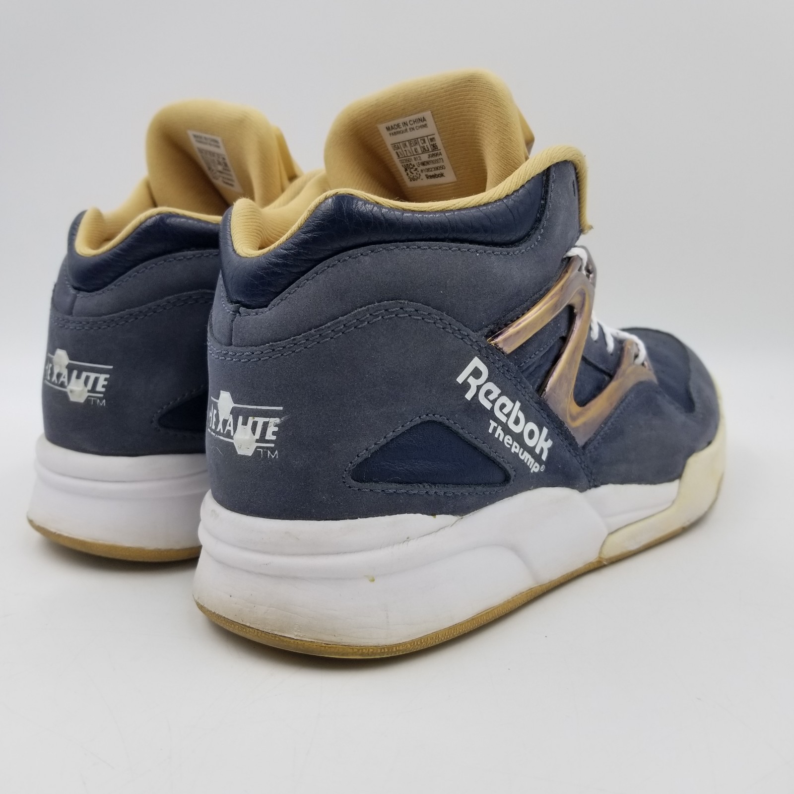 Reebok Pump Omni Lite “Navy Brass” Rare Mens 8.5 Blue Tan