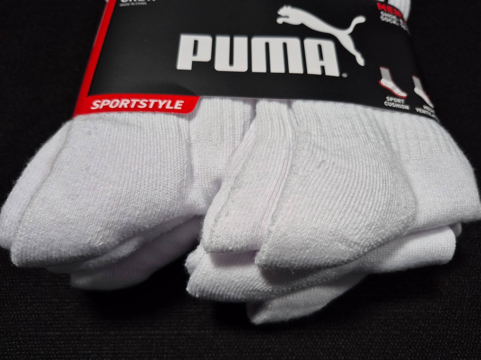 Puma Mens 6 Pairs Training crew Sports Socks SZ 8-12 Sports Style Cushioned