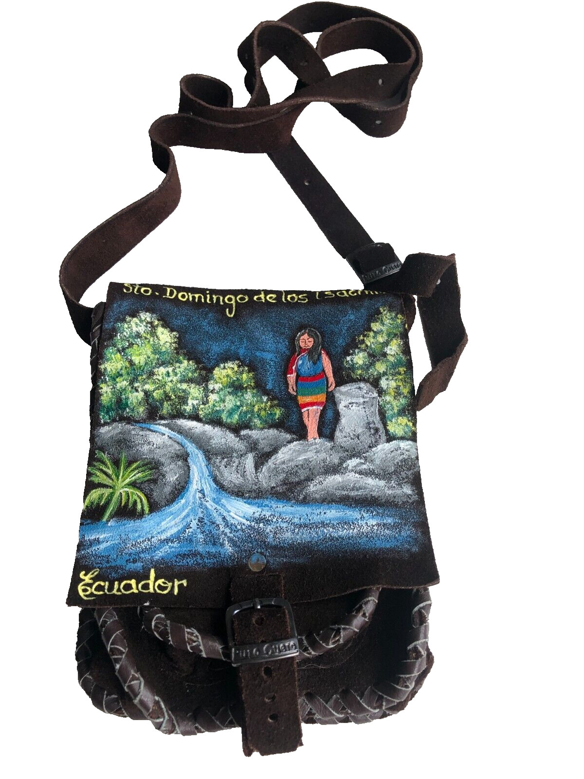 Bag Hand Made Ethnic Indio Hippie Suede Brown Ecuador