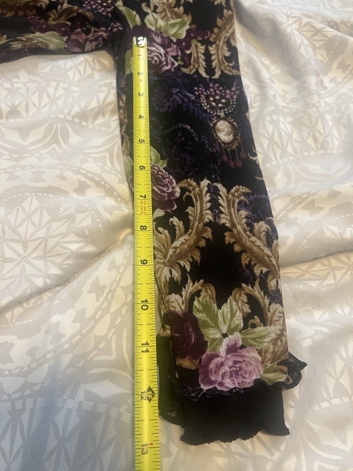 White Stag Black And Purple Floral Paisley Print Long Sleeve Blouse