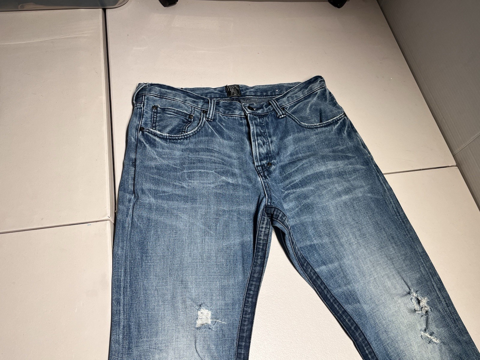 PRPS Jeans Mens 36 Blue Demon Denim Button Fly Straight Distressed VTG Y2K 34×33