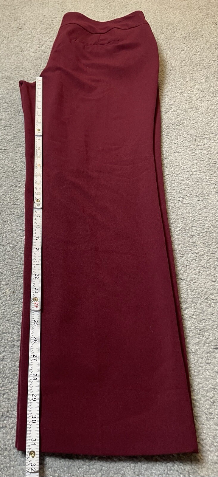 Roz & Ali Woman’s Crop Pants 14W Burgundy High Rise Straight Leg Pockets Stretch