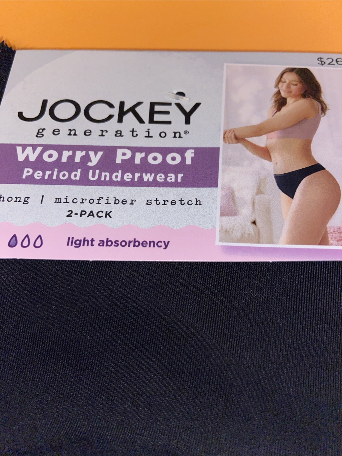 Jockey Set Of 2 ! Beige, Black Worry Proof Period Thong Underwear / 3XL / $26
