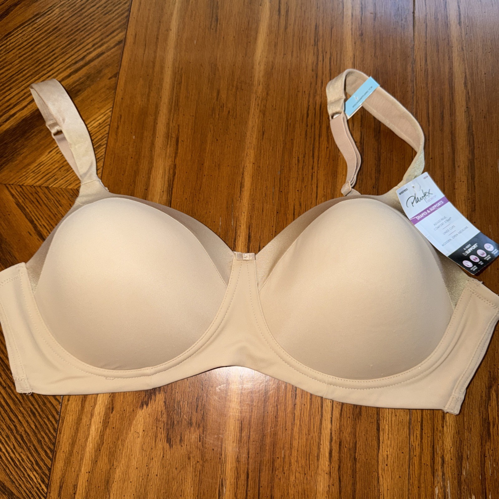 Playtex Secrets Shapes and Supports WIRE FREE Bra 4824 – Satin Nude – Size 42C