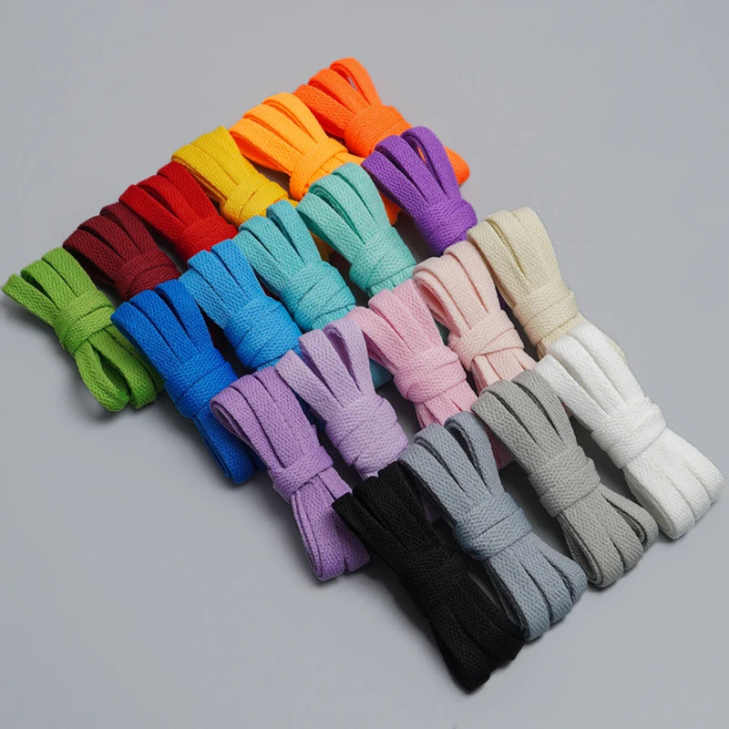 0.8CM Flat Polyester Shoelaces, Multi-Color Replacement Laces, Durable Stretchy