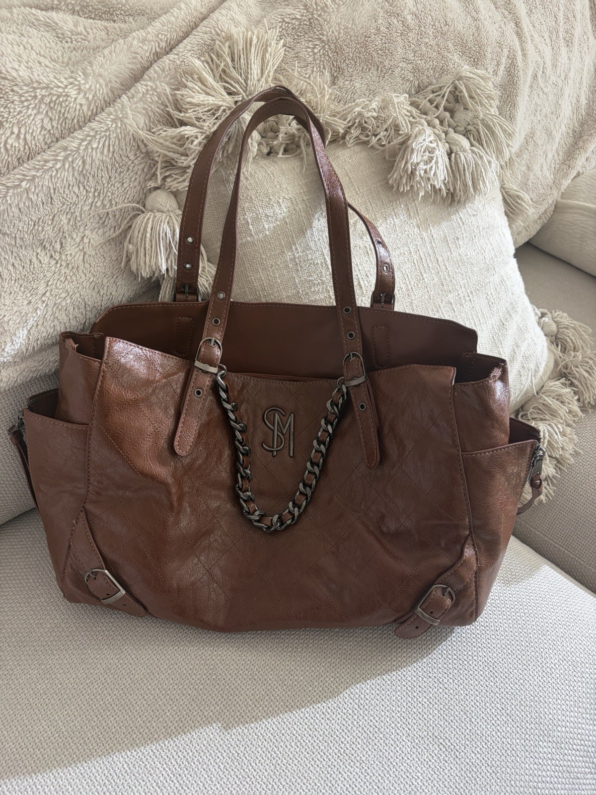 Steve Madden Brown Large Distressed Vegan leather Bag