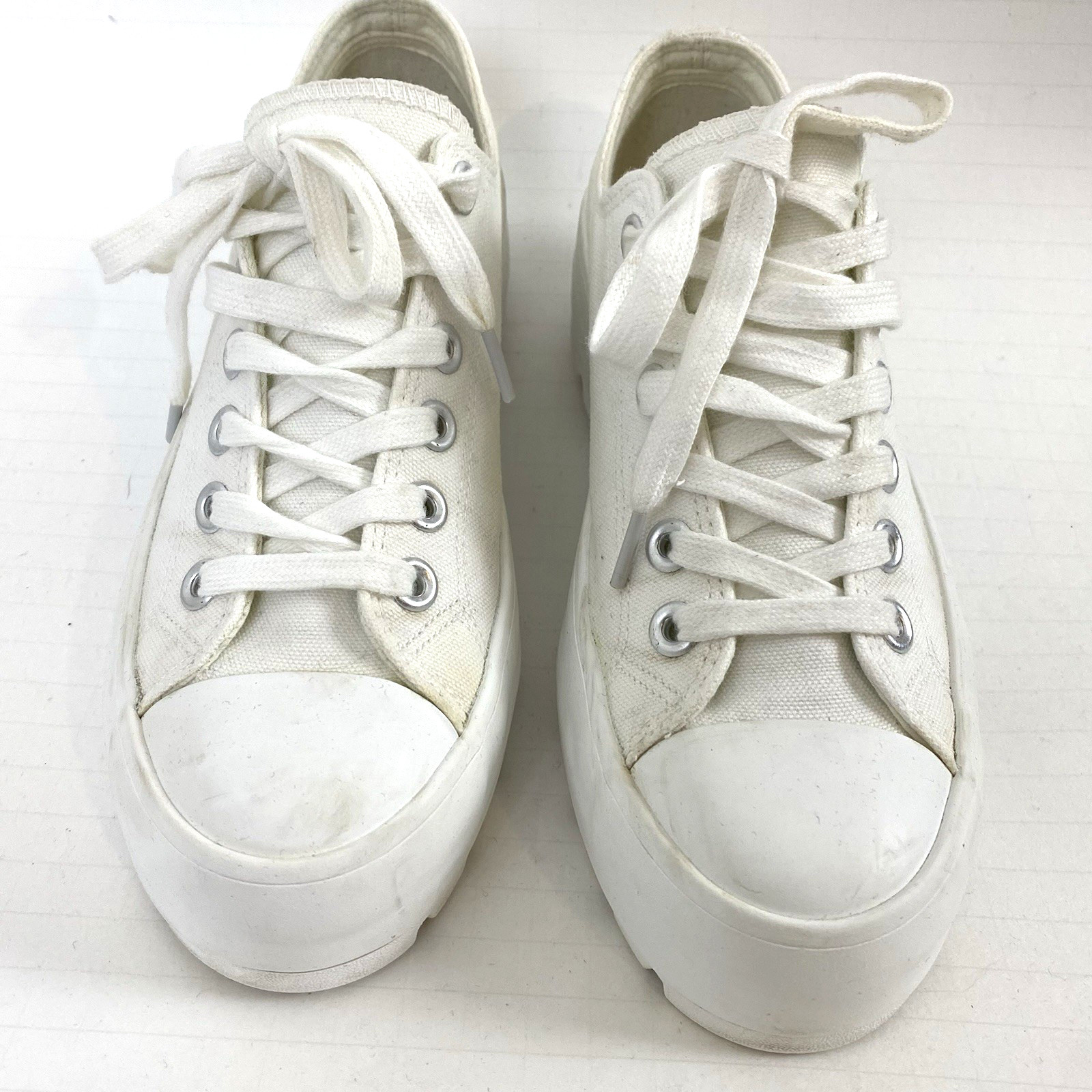 Sincerely Jules Womens Vasco Chunky Platform Sneakers 7 1/2 White Lug Sole Laces
