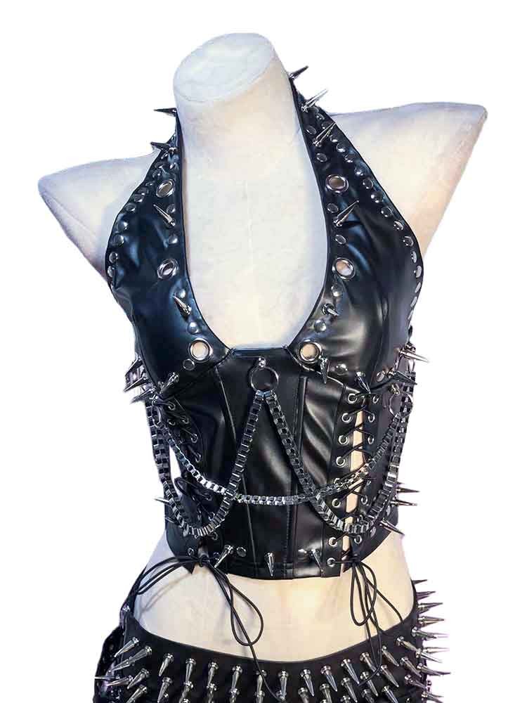 Goth Tops Women’s Emo Clothing Y2K Spiked Gothic Tank Punk Rock Clothes Grunge