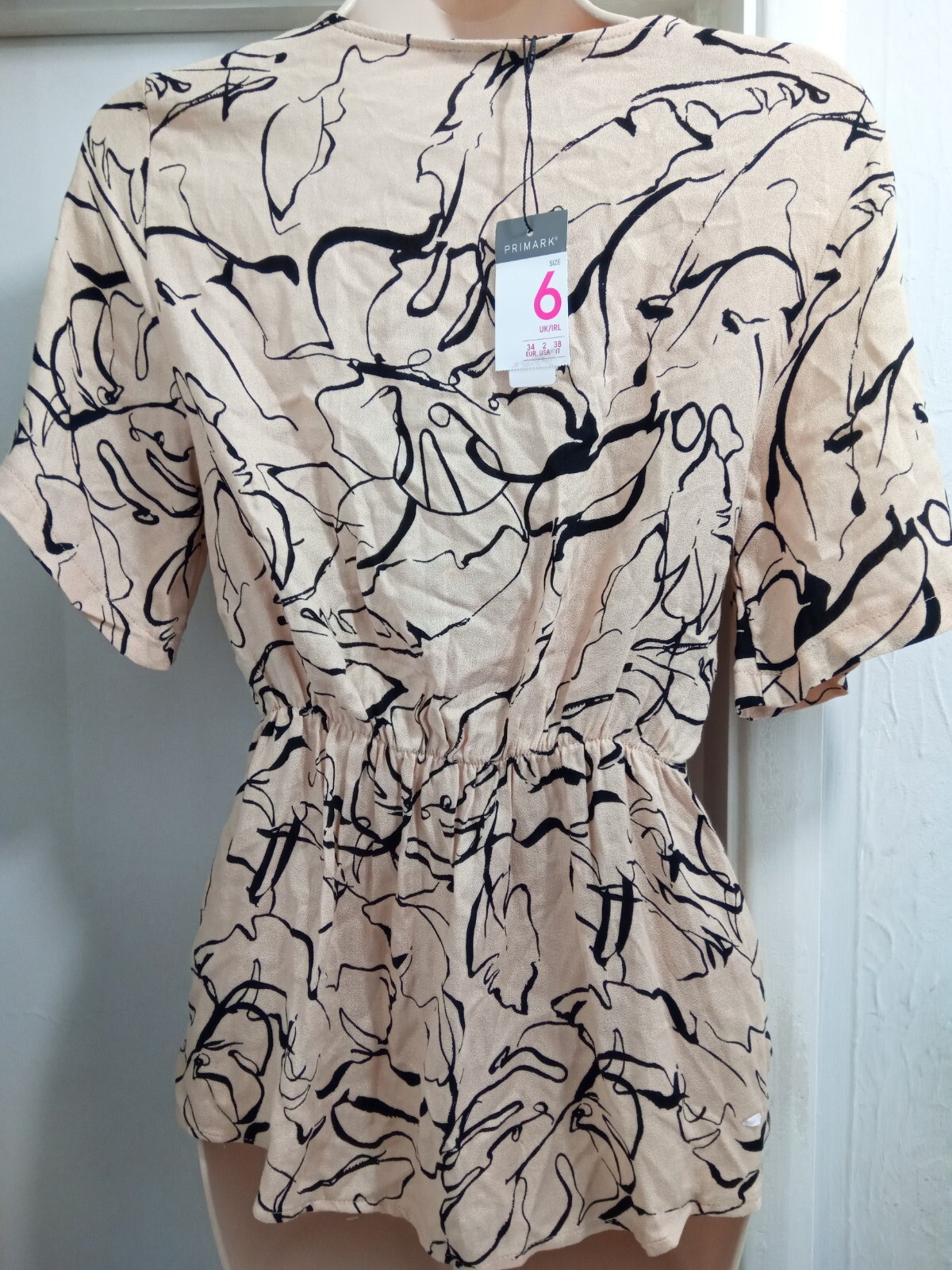 Primark Brown Stone Blouse Top With Twisted Knot Front Size UK 6 EU 34 USA 2