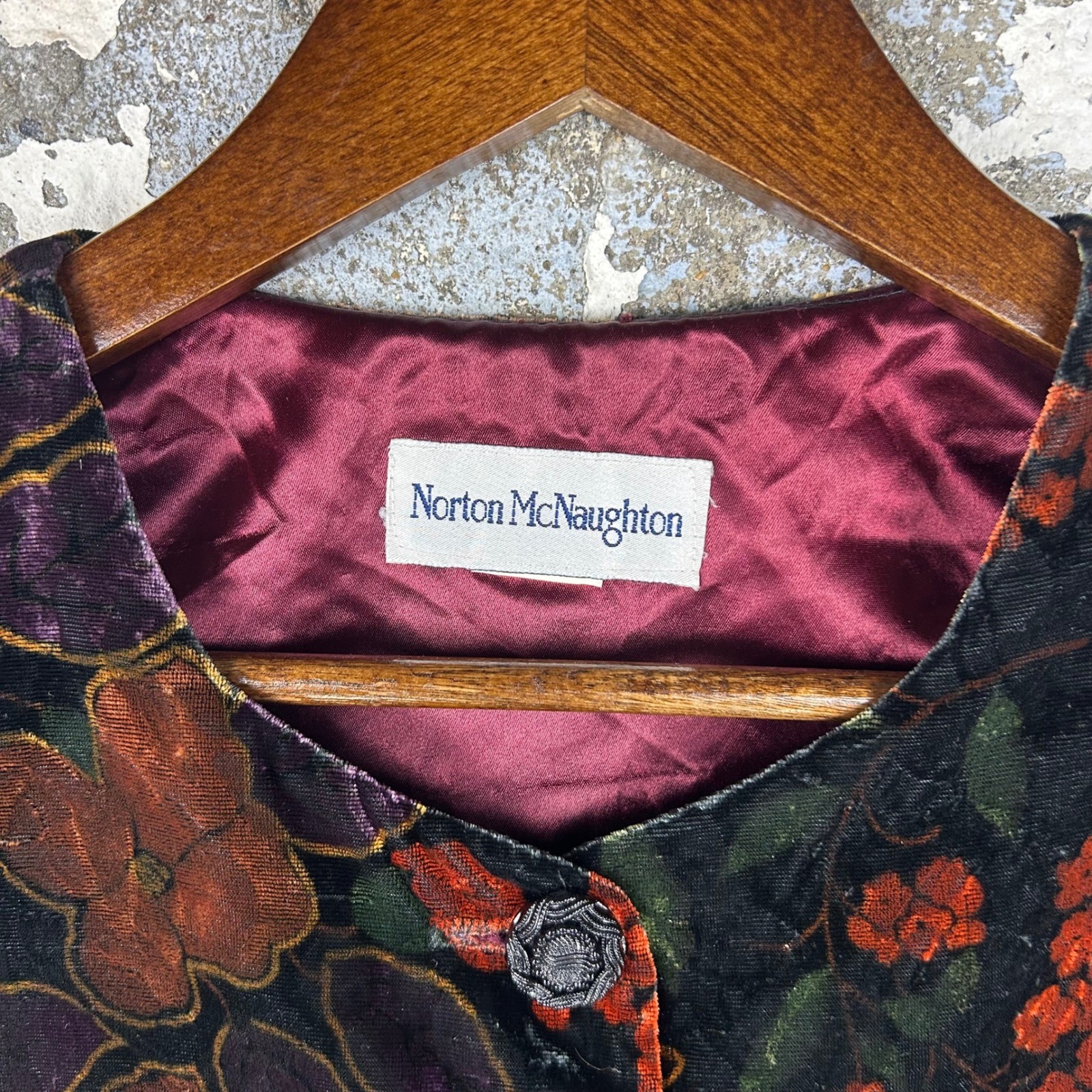 Vintage Norton McNaughton Floral Velvet Whimsigoth Jacket Multicolor Womens L
