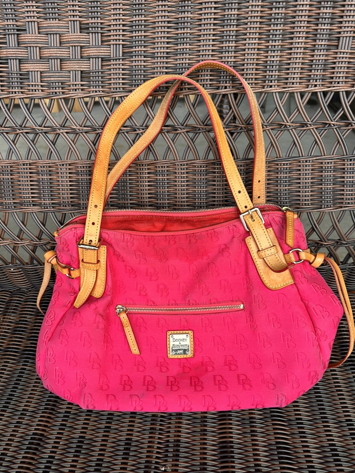 Dooney And Bourke Pink Monogram Venus Nina Shoulder Bag W/COA