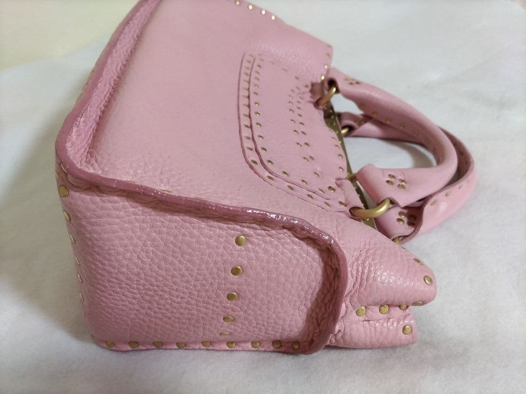 CELINE Boogie Bag Pink Genuine Leather Rare Studded Tote Authentic