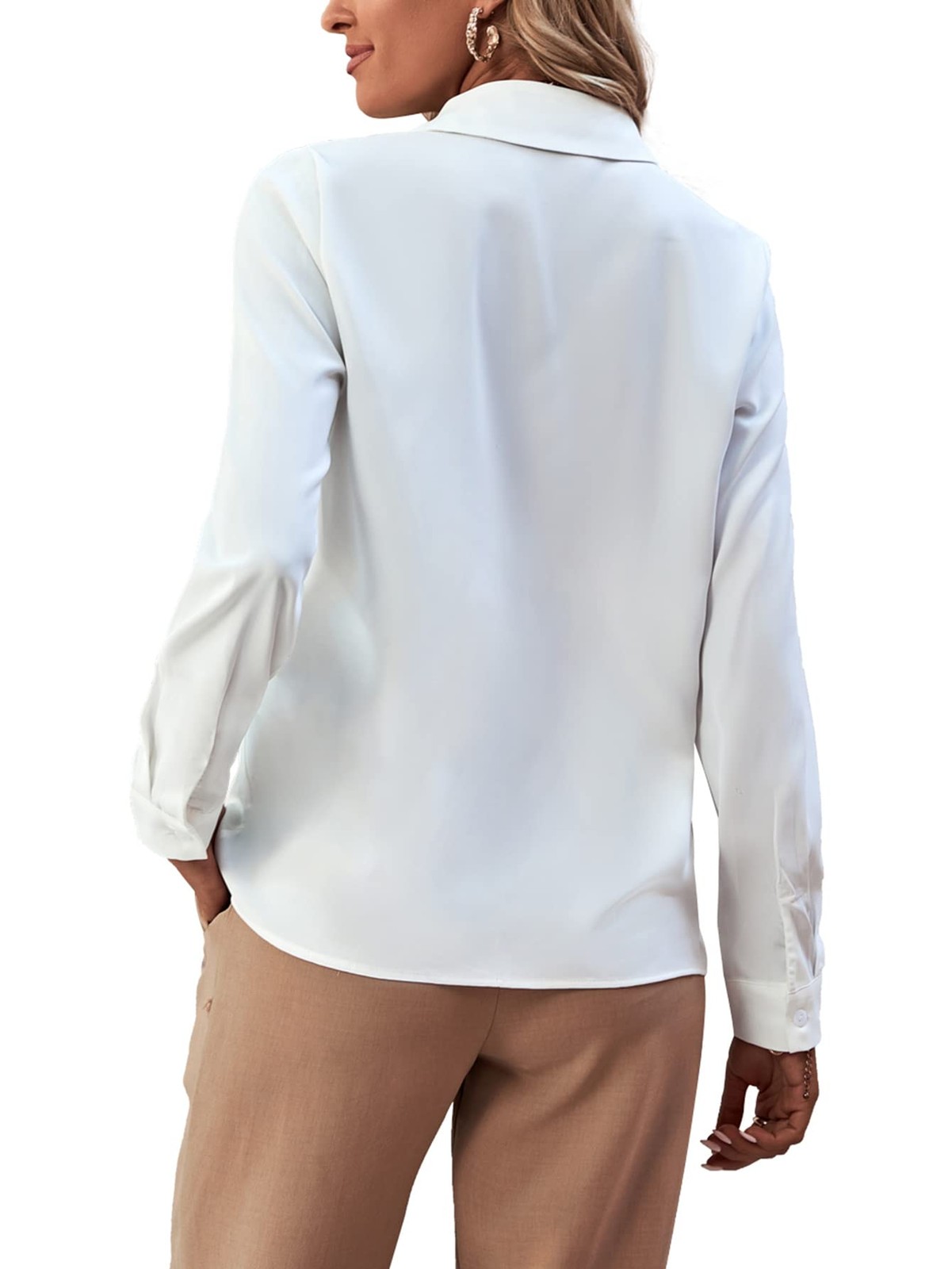 LYANER Women’s Ruffle Front Blouse Collar Neck Button Down Long Sleeve Ruffle…