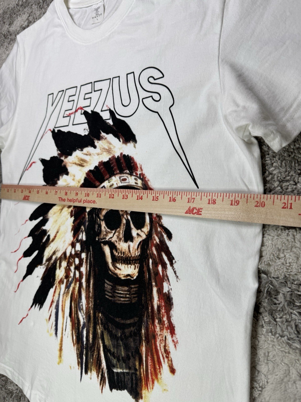 Kanye West Yeezus Tour T Shirt Mens Large White Skull Graphic Rap Hip Hop