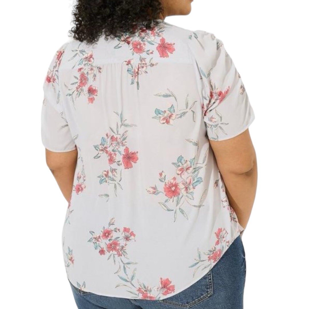 TORRID Harper Georgette V-Neck Ruched Sleeve Blouse NWT Size 2X